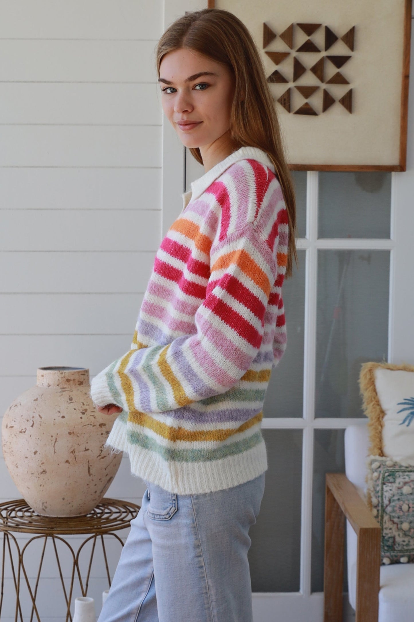 Rainbow striped knit