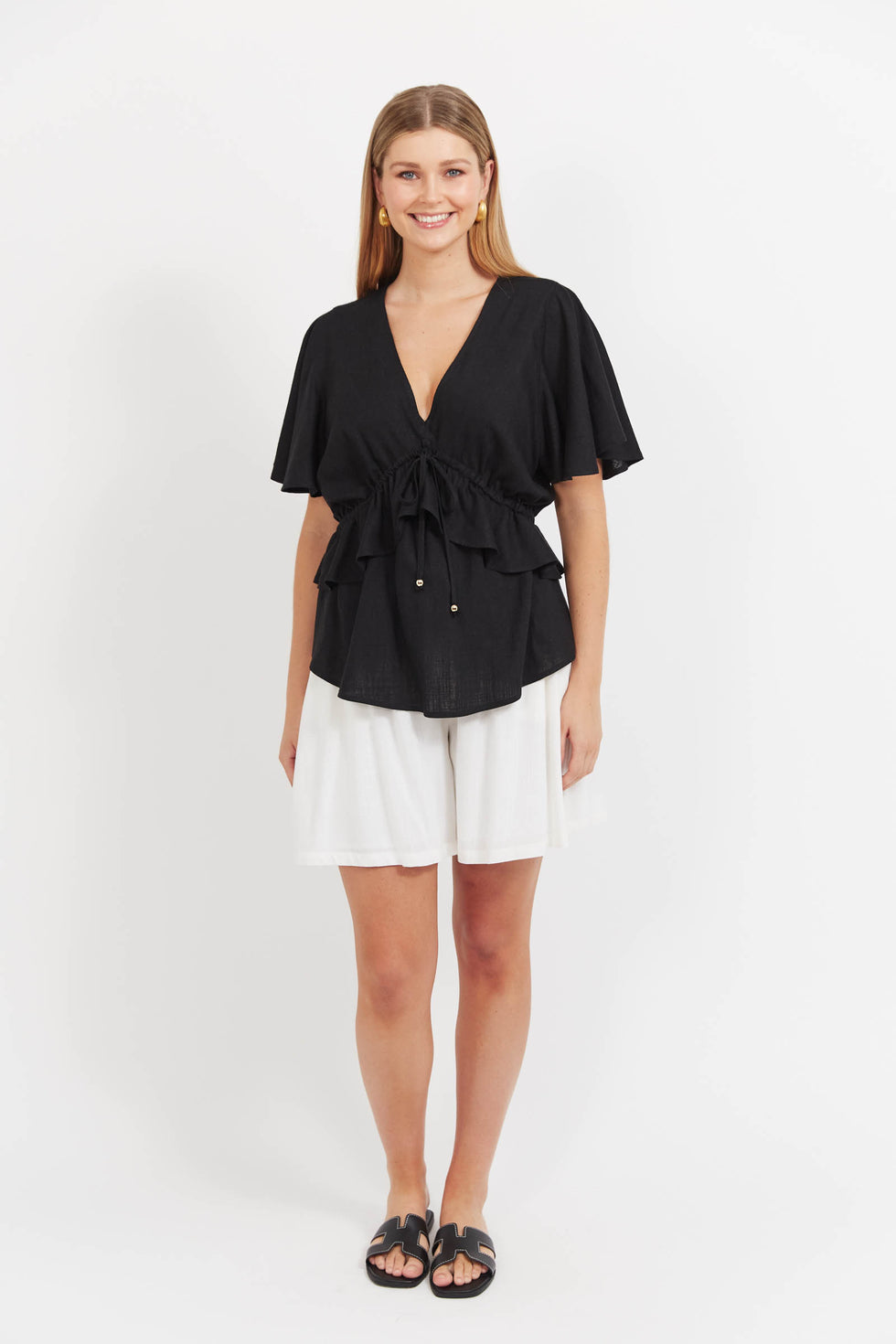 Haven Jardin frill top black