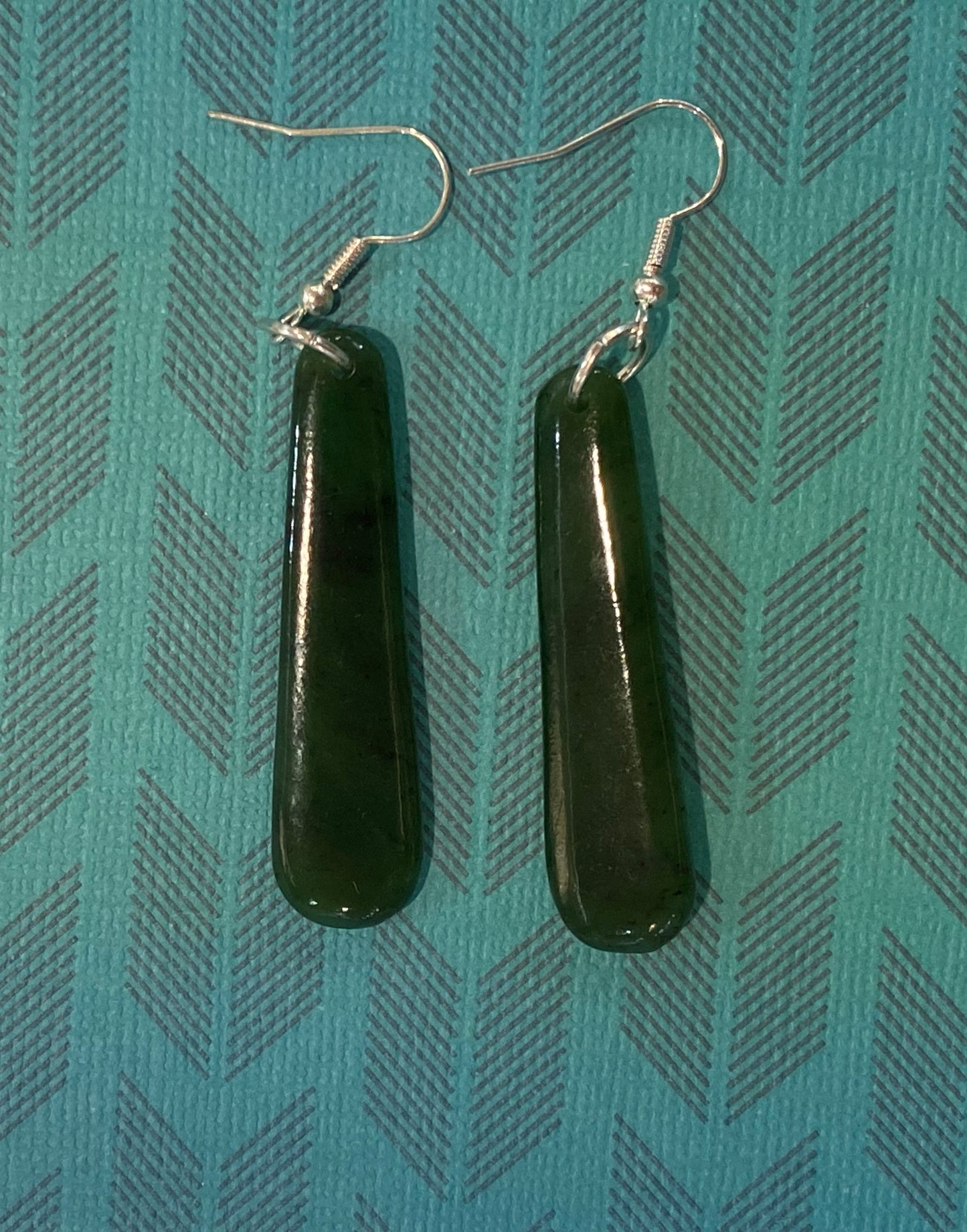 Flying Saucers greenstone  emhook earrings 04