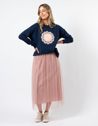 Stella +Gemma CLASSIC SWEATER - NAVY WITH BLUSH DOILY