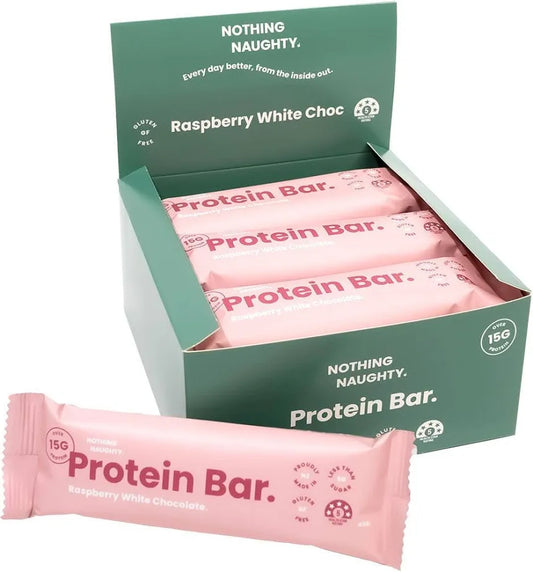 Nothing Naughty Protein Rasberry white chocolate box of 12