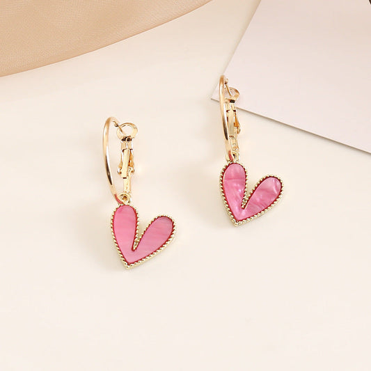 Flying Saucers Women Heart Alloy Electroplating Stud Earrings Rose