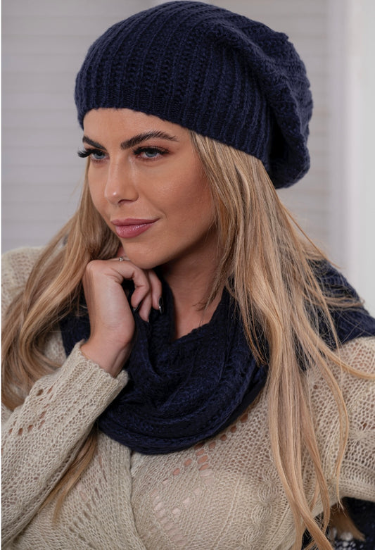 Boho rib beanie one size  Navy