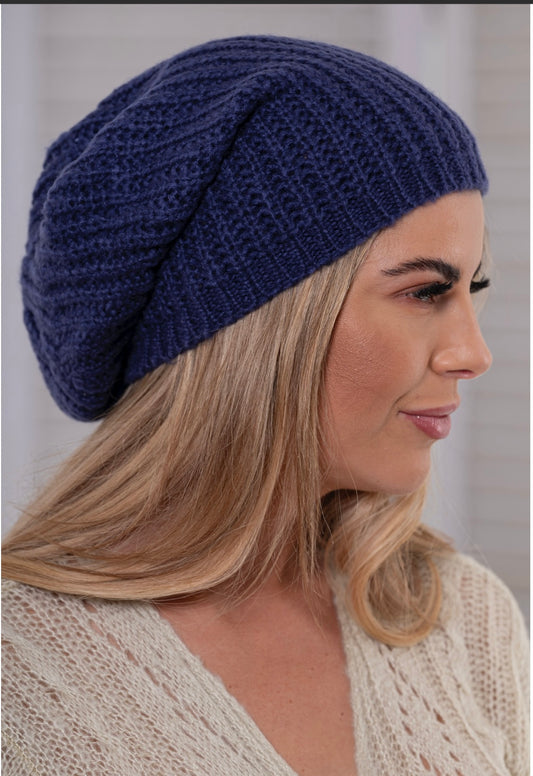 Boho rib beanie one size  Royal blue