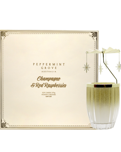 Candle & Spinner Gift Set Champagne & Red Raspberries