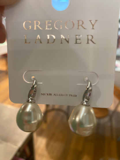 Gregory Ladner Gold Pearl Hook drop earring