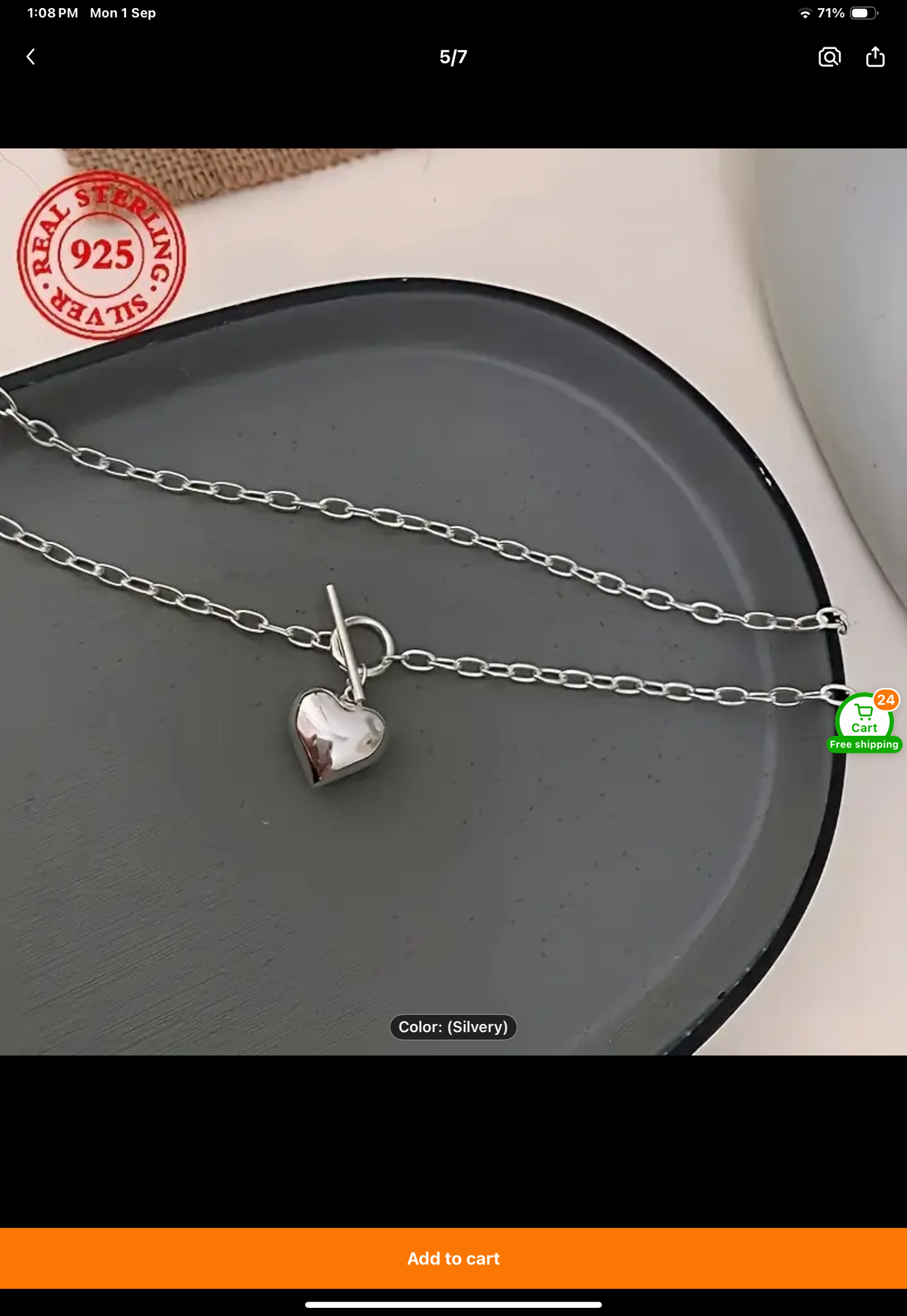Flying saucers heart necklace S silver