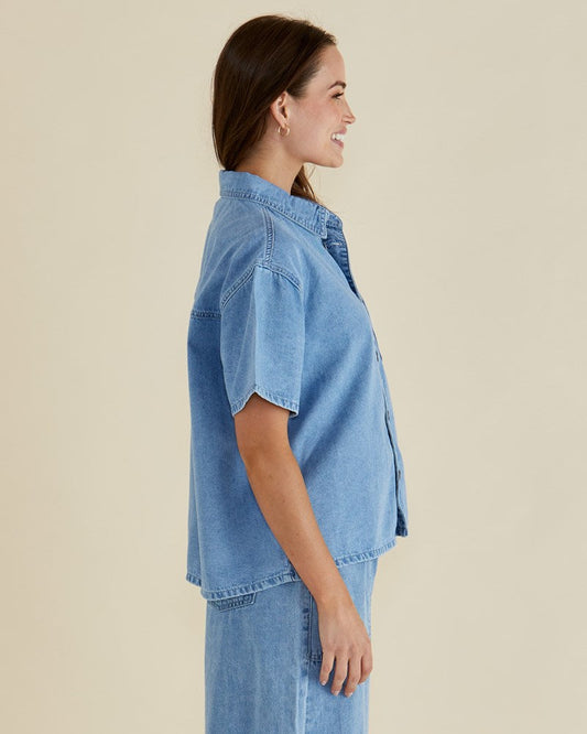 Betty Basics Safran short sleeved shirt blue