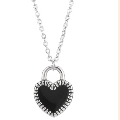 Flying Saucers heart pendant silver/black