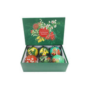 100% Box of six Flora Christmas Baubles