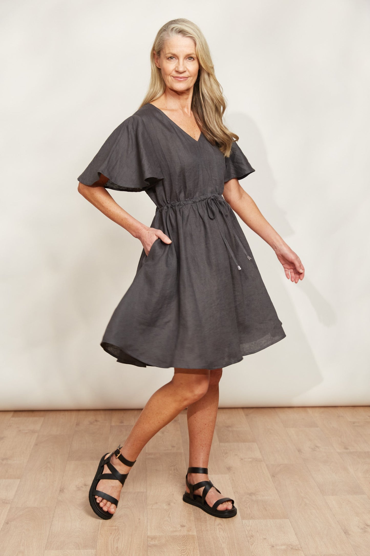 Eb &Ive Halcyon Tie Dress Oyster