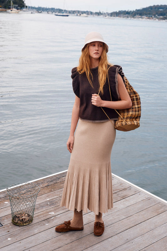 Isle of Mine Nell knit skirt Stone