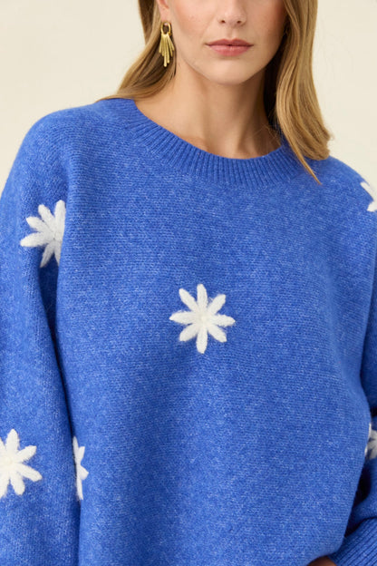 Isle of mine Miru stitched flower jumper Colbolt