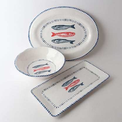 Melamine Nautical Sardines Rect Platter 48 cm