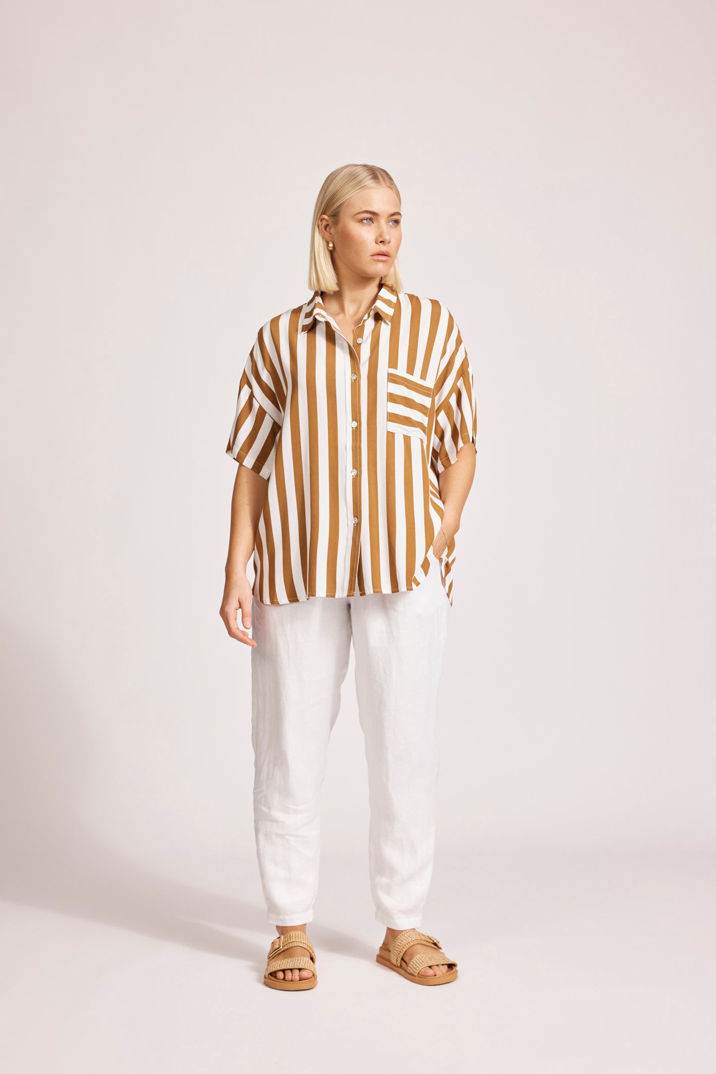 Eb &Ive Treville striped shirt one size camel