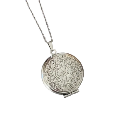 Flying Saucers flower locket silver