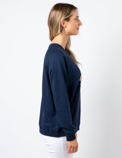 Stella +Gemma CLASSIC SWEATER - NAVY WITH BLUSH DOILY