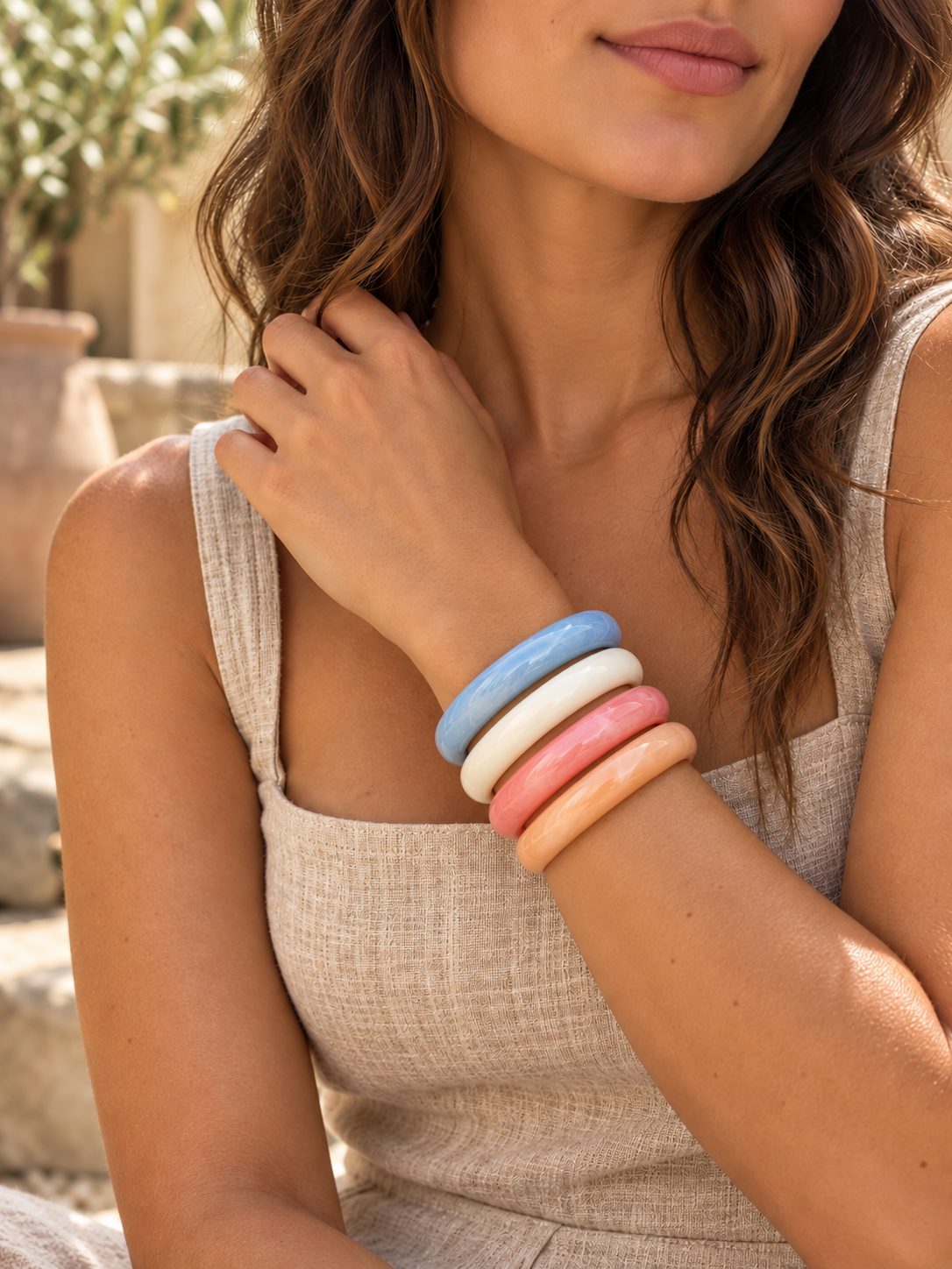 Flying Saucers Boho bangles Ivory