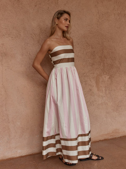 SASS NEA SPLICED STRAPLESS DRESS - NEAPOLITAN.  Pre order