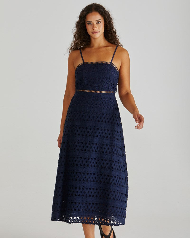 Sass Kali Broderie  dress Navy
