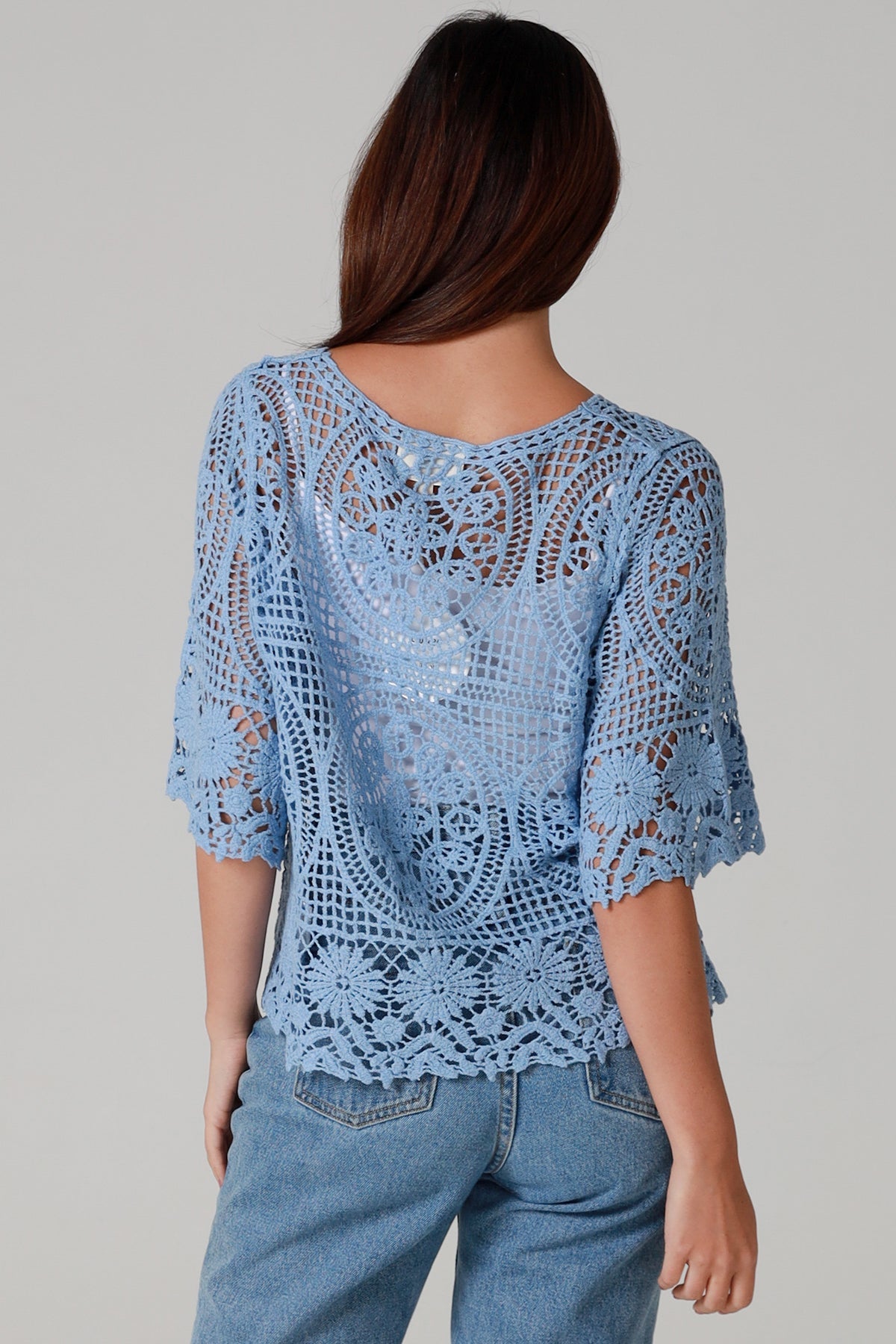 Blue tie front top one size