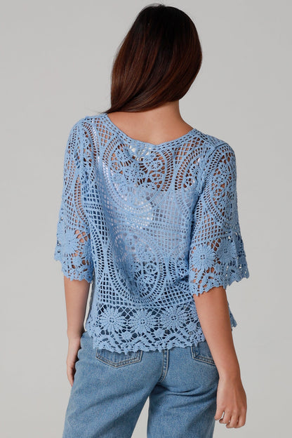 Blue tie front top one size