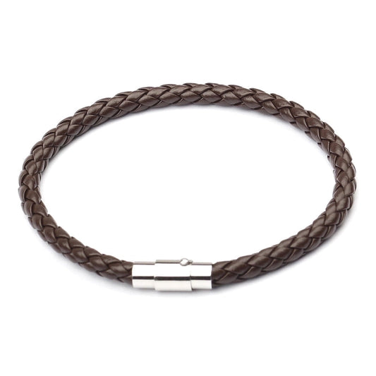 Forge men Stainless steel pu leather coffee