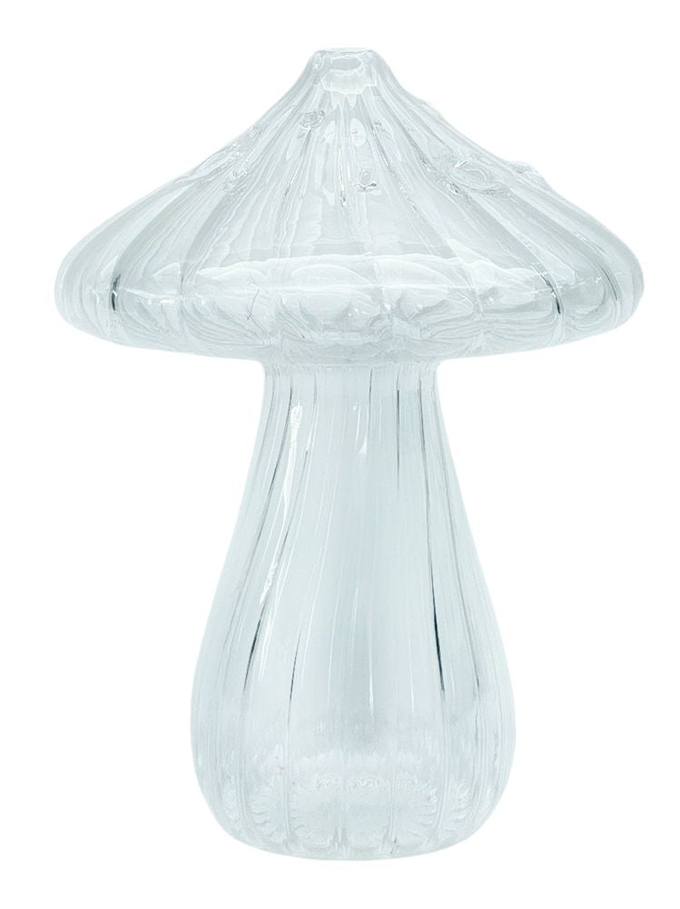 Toadstool bud vase clear