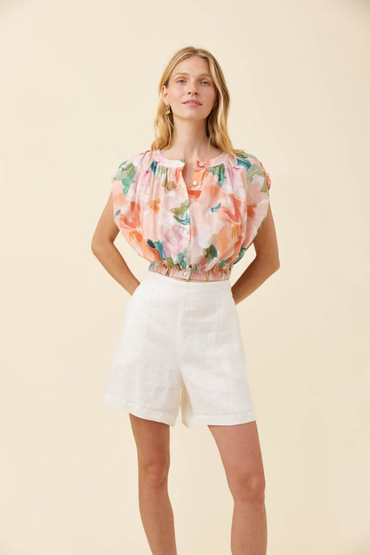 Isle of Mine Rosa reversible top crop floral