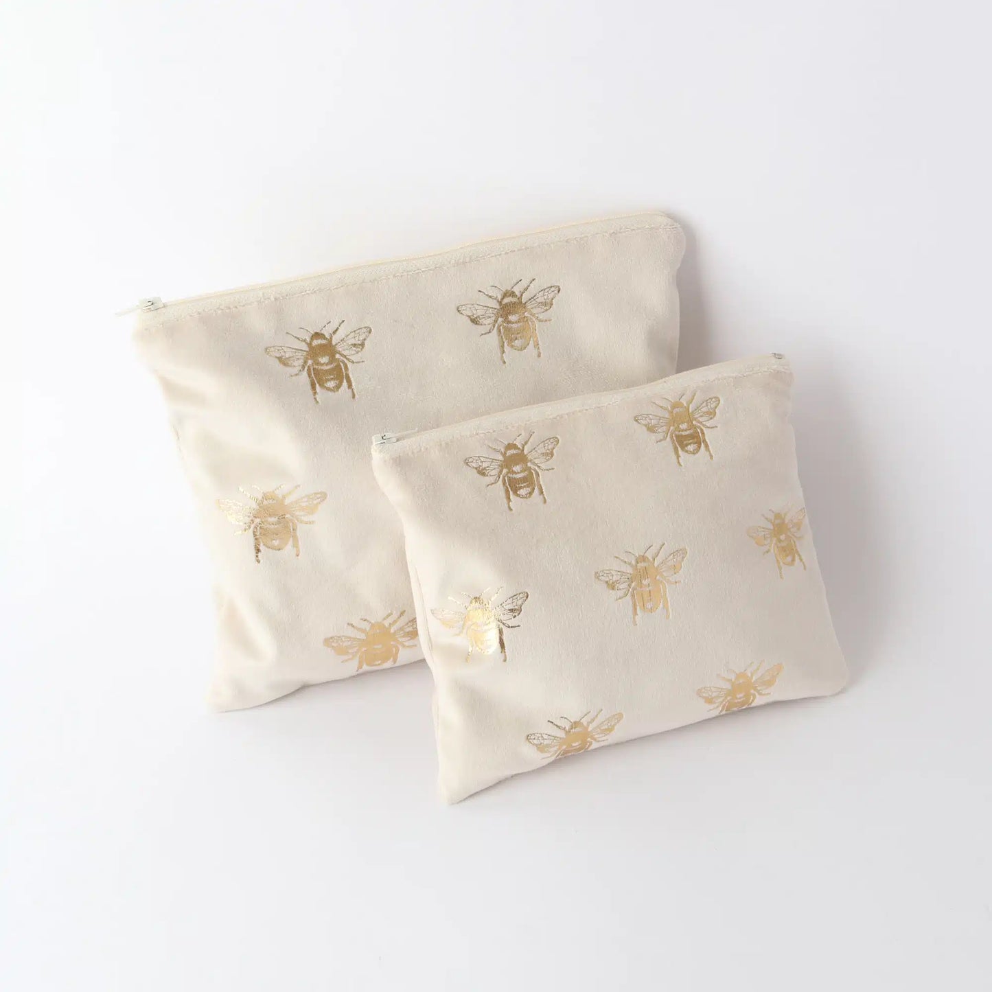 Velvet  Bee toilet  bag set /2 cream + gold