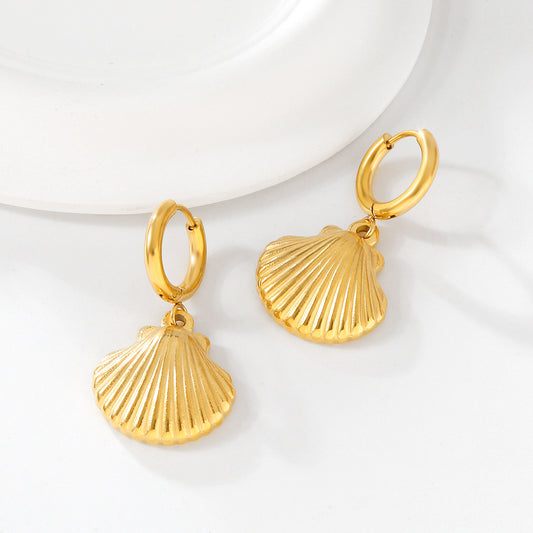 Flying Saucers gold plated shell Earrings