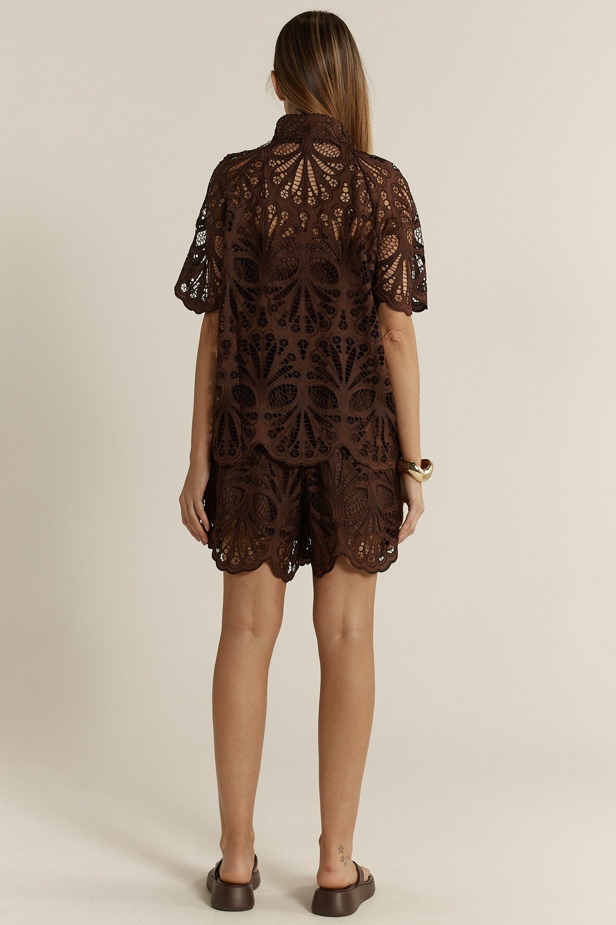 Fate & Becker Elara Broderie Blouse - Chocolate pre order