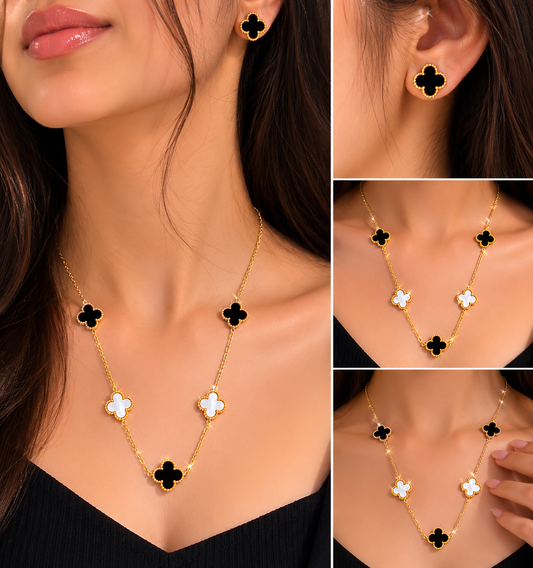 Flying Saucers clover necklace and earrings