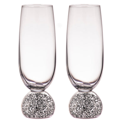 Kiama champagne 2 glasses silver