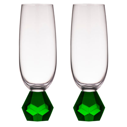 Zhara 2 pk Champagne glasses Emerald