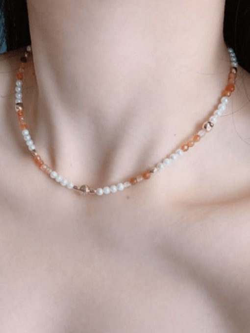 Gemstone Necklace Antique peach