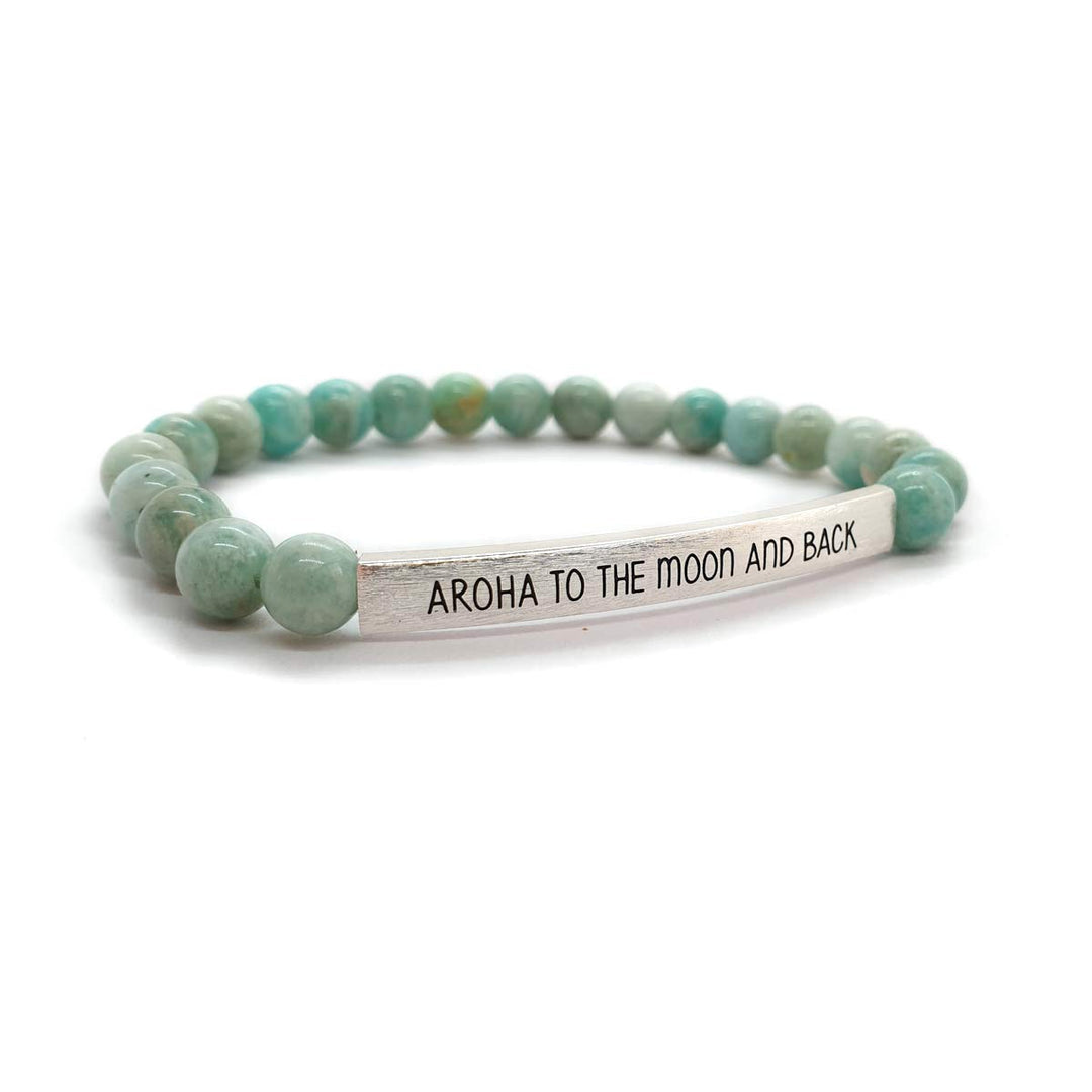 Little Taonga Amazonite Gemstone Bracelet Aroha to the moon and back