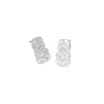 Little Taonga Tiki Earrings Silver - Flying Saucers NZ