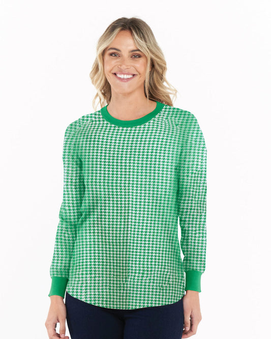 Betty Basics Sophie knit jumper green houndstooth