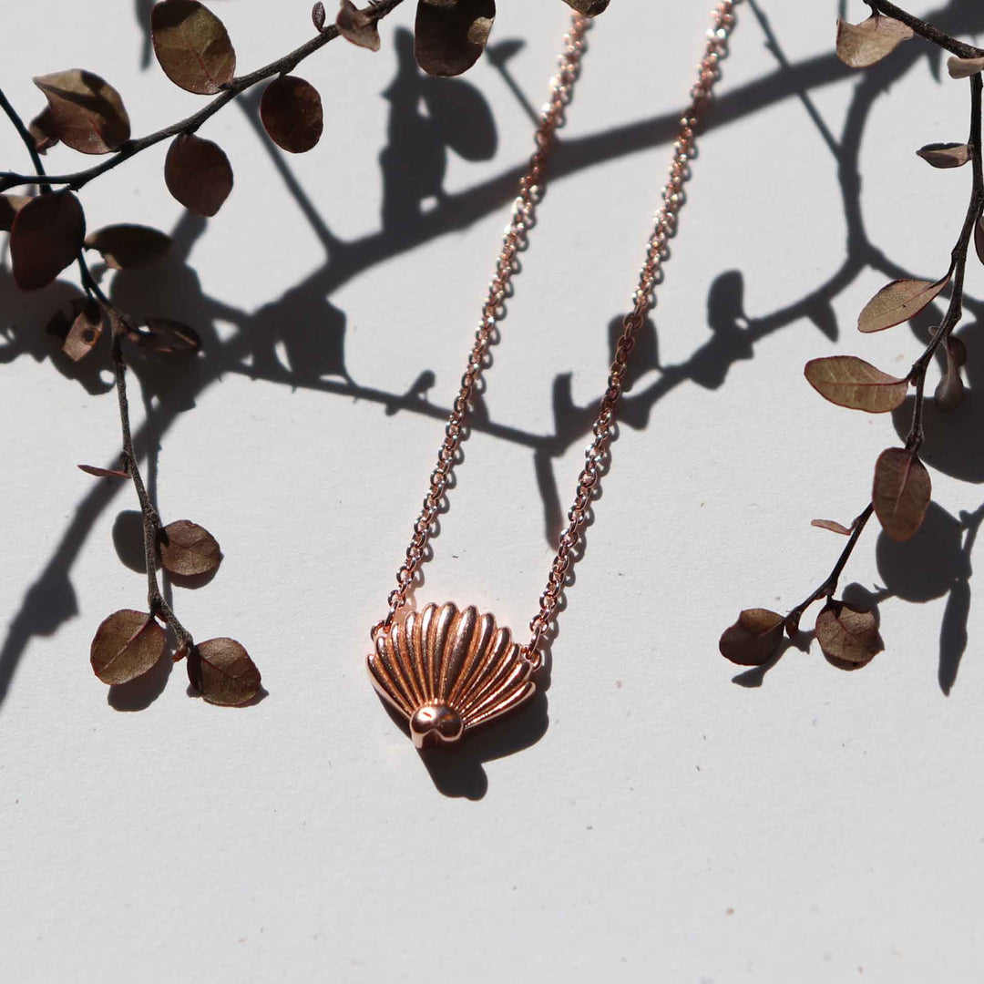 Little Taonga Piwakawaka Fantail necklace rose gold