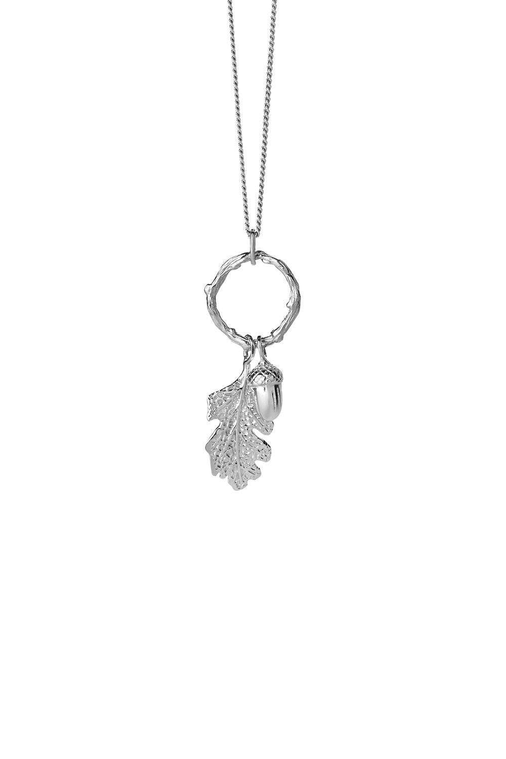 Karen Walker Acorn & Leaf Loop Necklace Silver