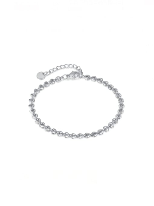 Hollow heart chain bracelet silver