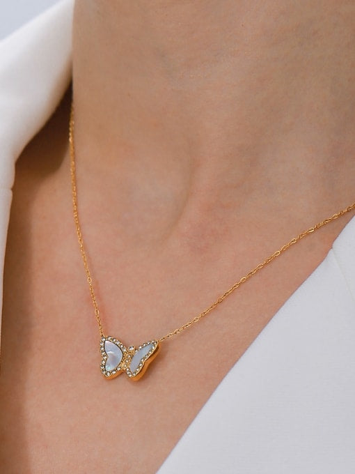 Stainless steel  Shell butterfly 18C gold plated