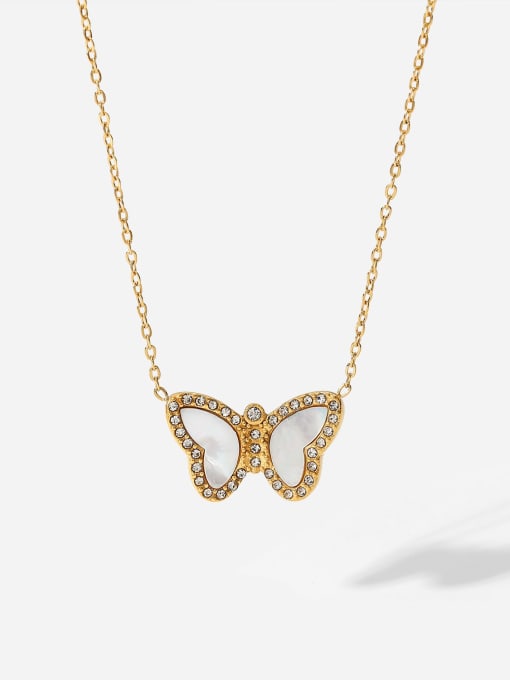 Stainless steel  Shell butterfly 18C gold plated