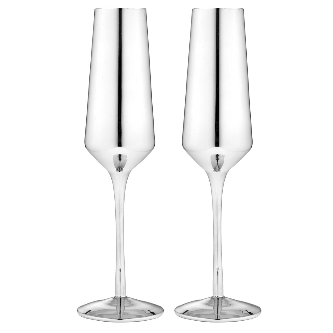 Aurora silver 2pk Champagne Glass - Flying Saucers NZ