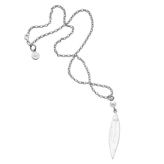 Karen Walker Leaf &Pearl Necklace - Sterling Silver