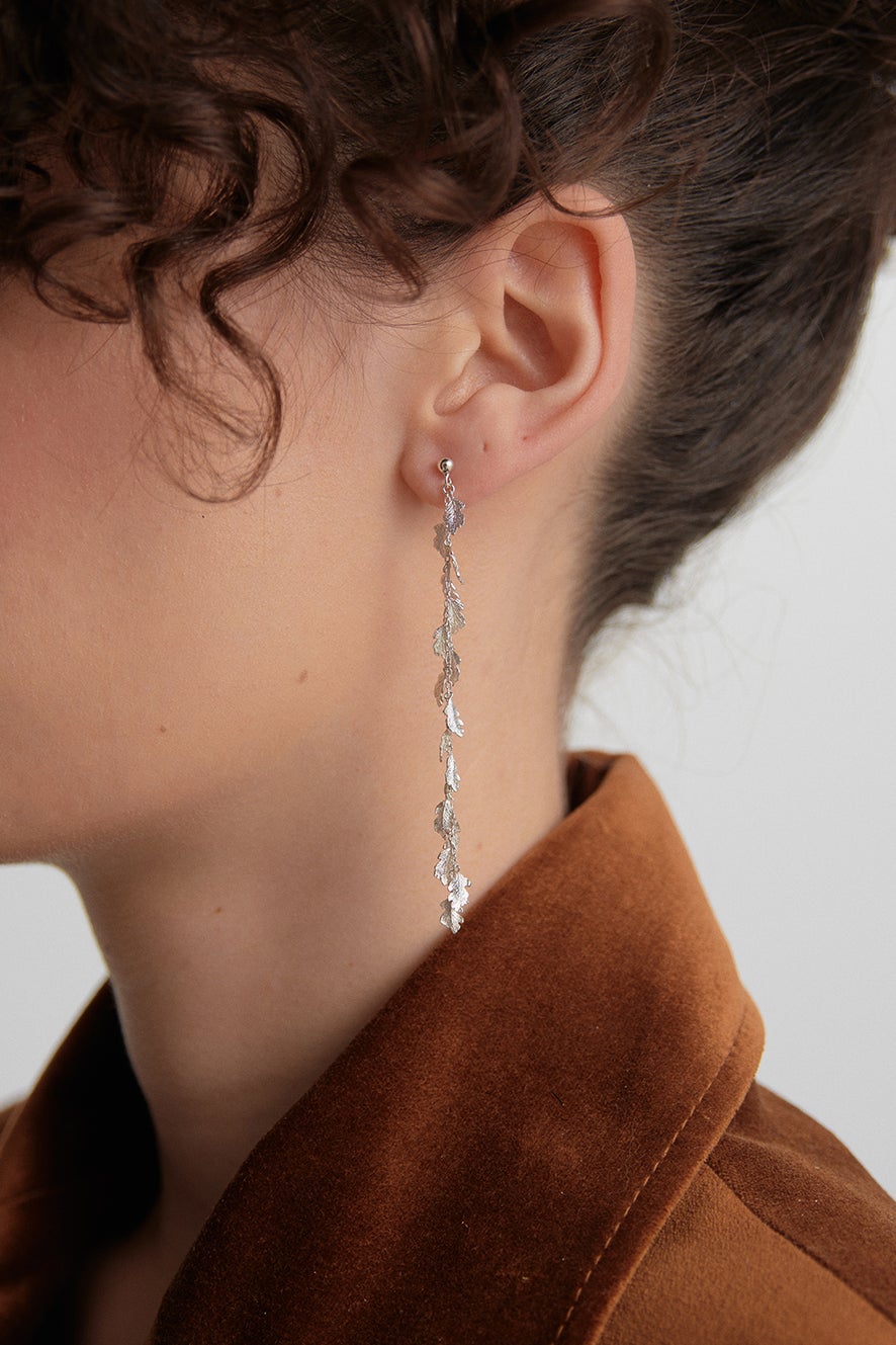 Karen Walker Leaf Drop Earrings - Sterling Silver
